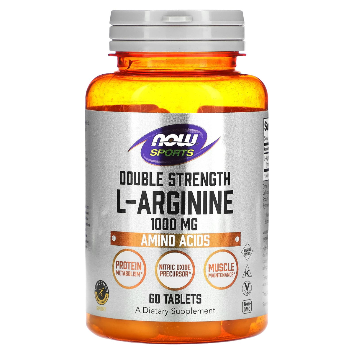 NOW Foods, L-arginina o podwójnej sile, 1000 mg, 60 tabletek
