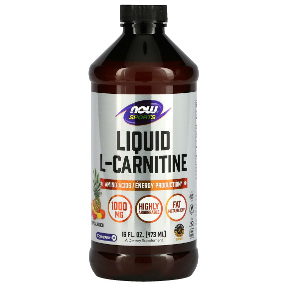 NOW Foods, Sports, L-karnityna w płynie, tropikalny poncz, 1000 mg, 473 ml