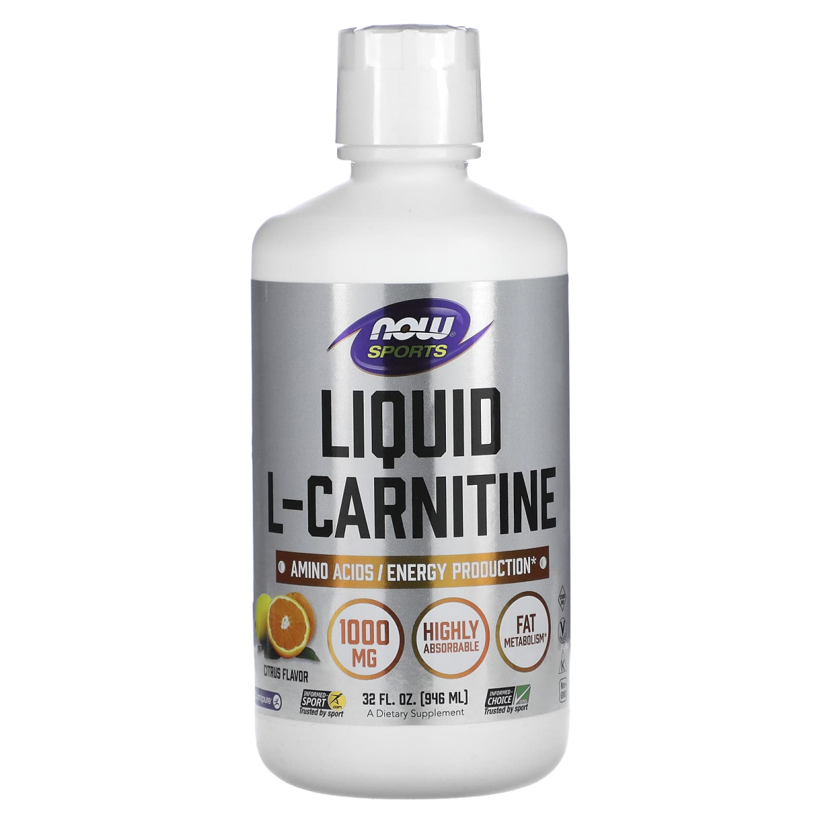 NOW Foods, Dla sportowców, L-karnityna w płynie, cytrusowa, 1000 mg, 946 ml
