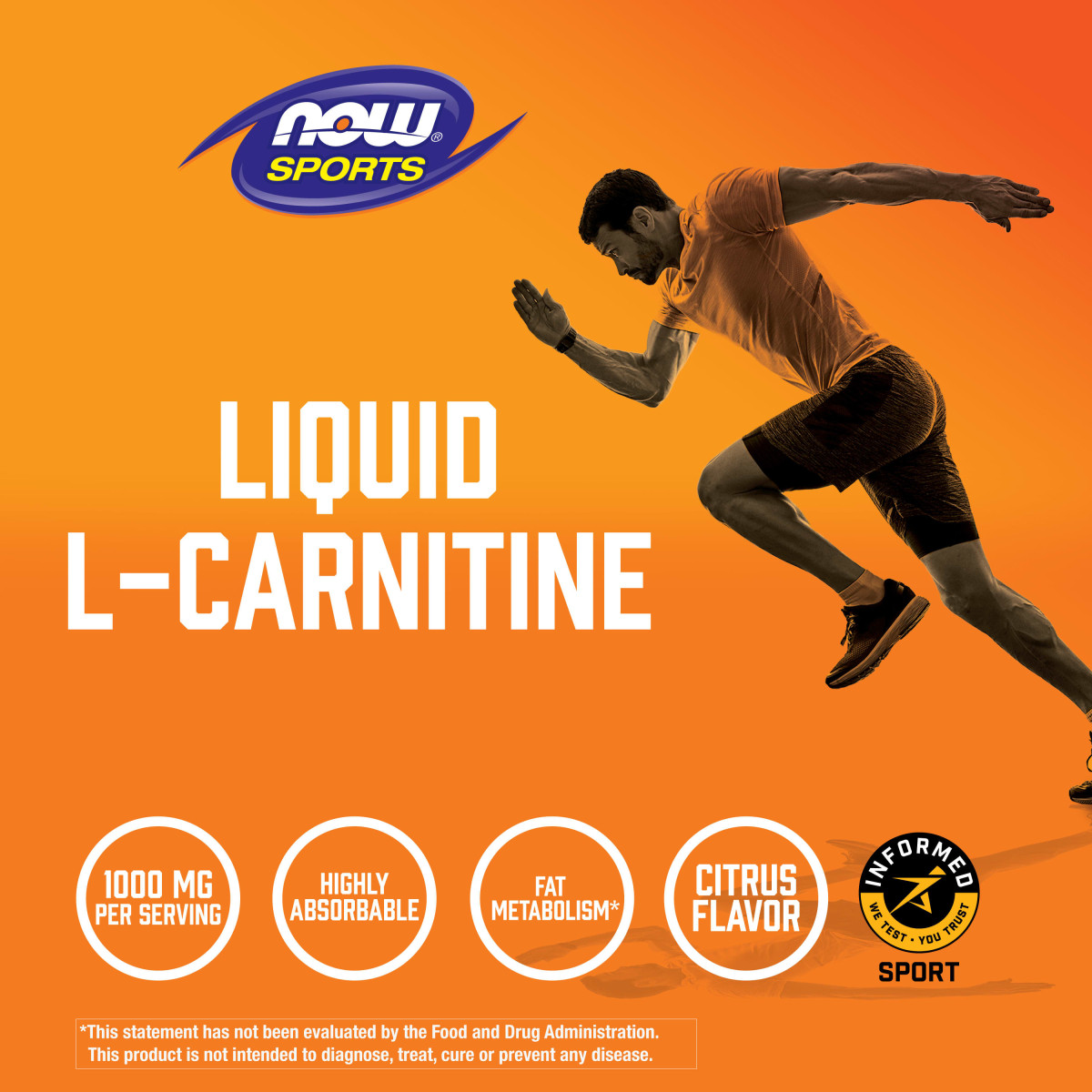 NOW Foods, Dla sportowców, L-karnityna w płynie, cytrusowa, 1000 mg, 946 ml