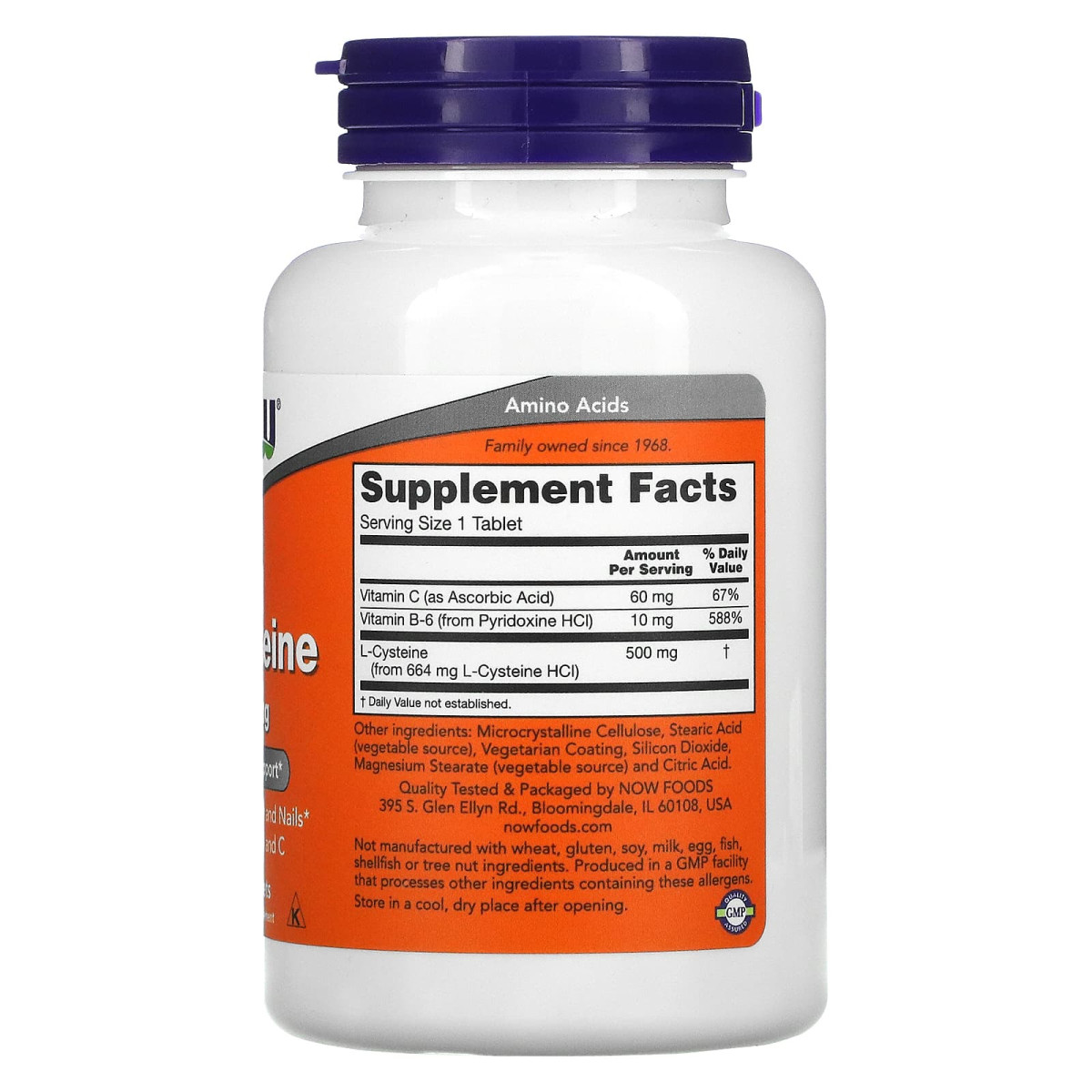 NOW Foods, L-cysteina, 500 mg, 100 tabletek