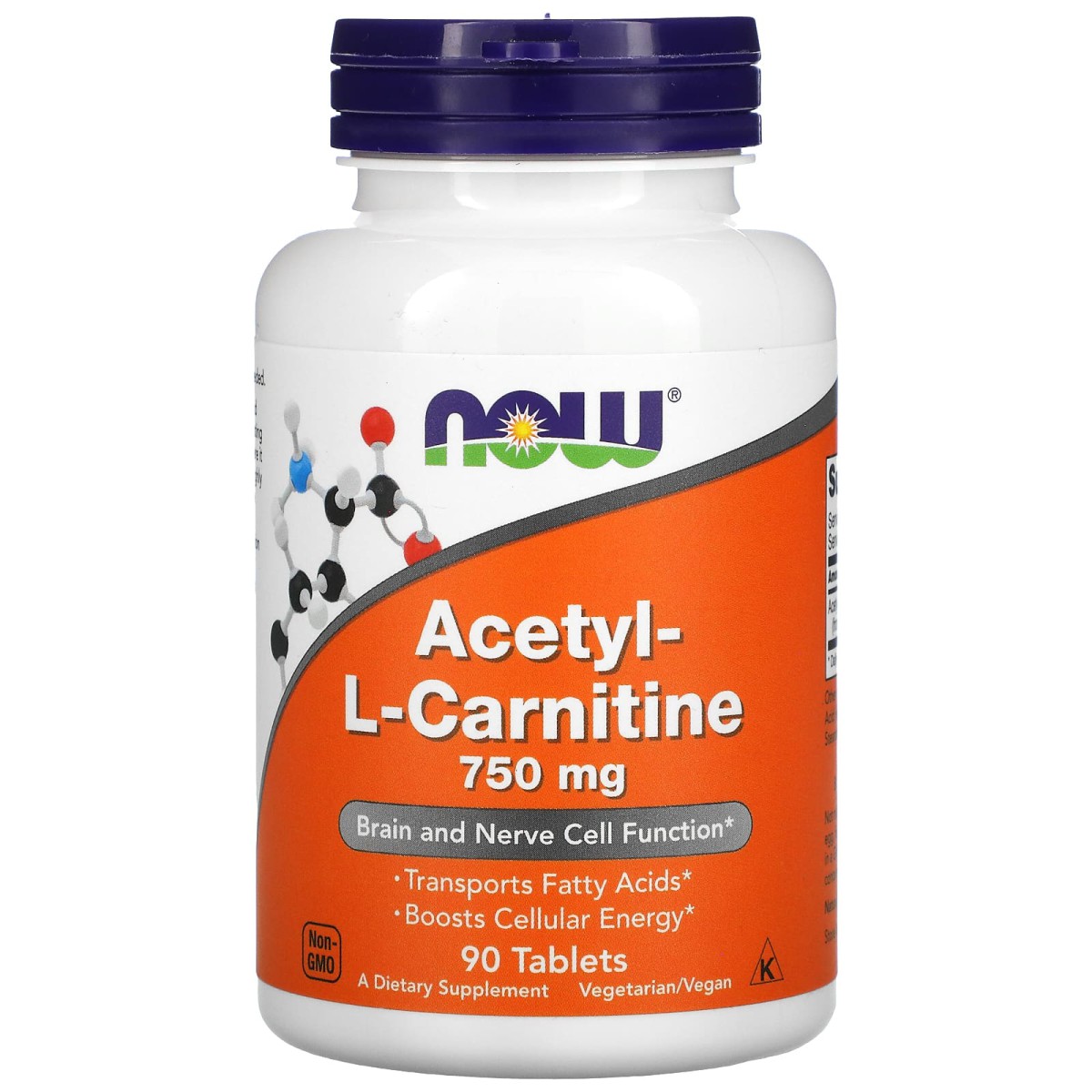 NOW Foods, Acetylo-L-karnityna, 90 tabletek (750 mg na tabletkę)