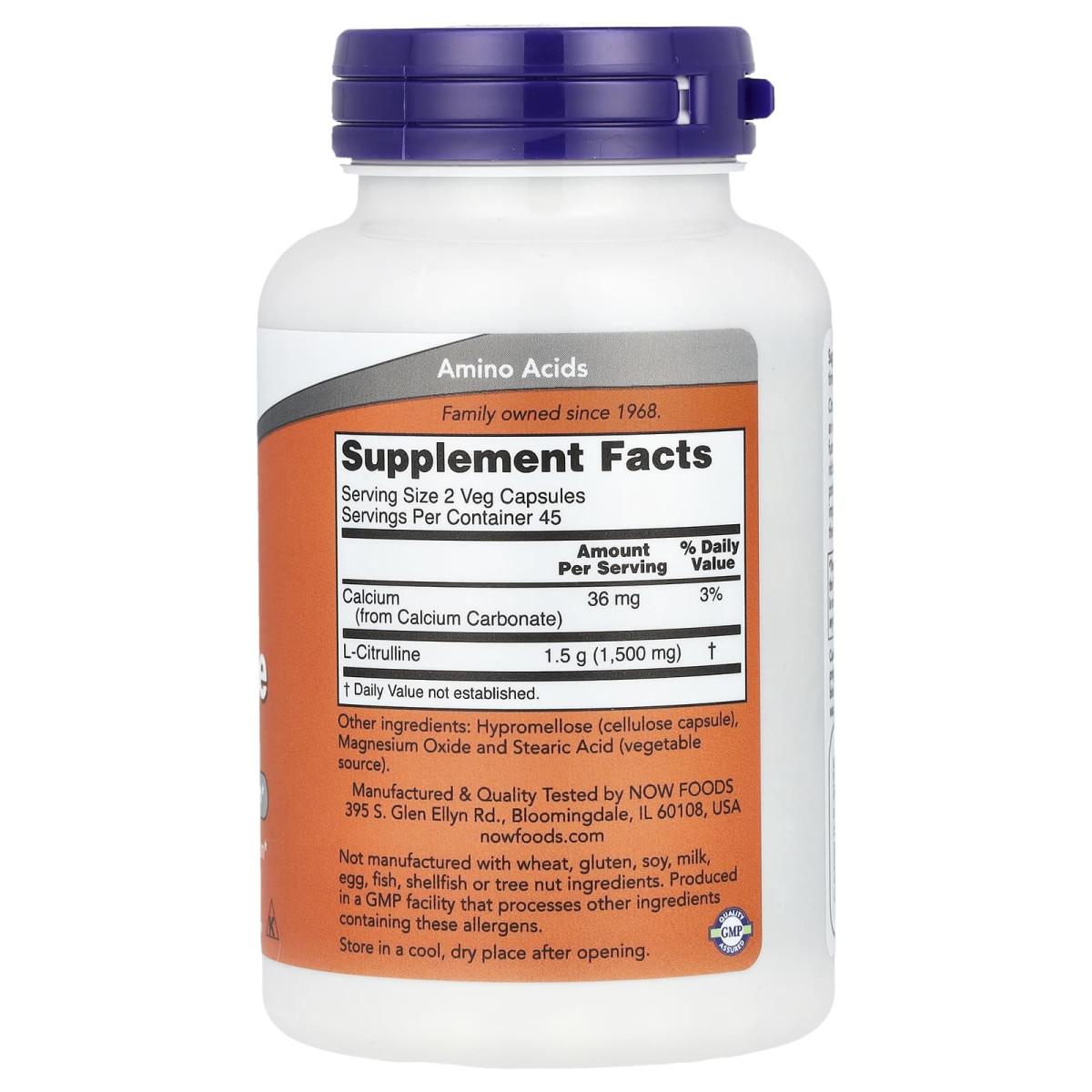 NOW Foods, L-cytrulina, 750 mg, 90 kapsułek roślinnych