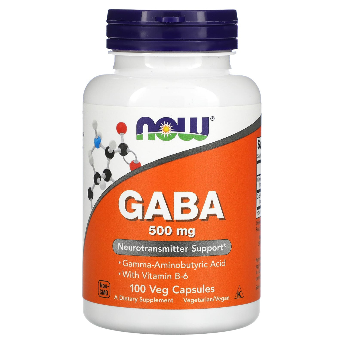 NOW Foods, GABA z witaminą B6, 500 mg, 100 kapsułek wegetariańskich