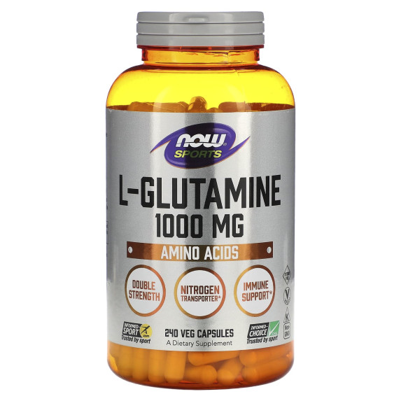 NOW Foods, Sports, L-glutamina, 1000 mg, 240 kapsułek roślinnych