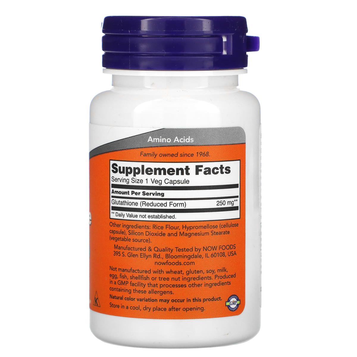 NOW Foods, Glutation, 250 mg, 60 kapsułek roślinnych