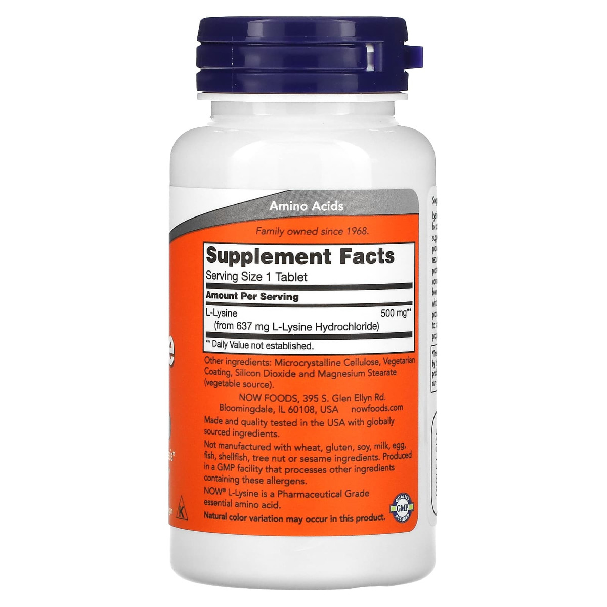 NOW Foods, L-lizyna, 500 mg, 100 tabletek