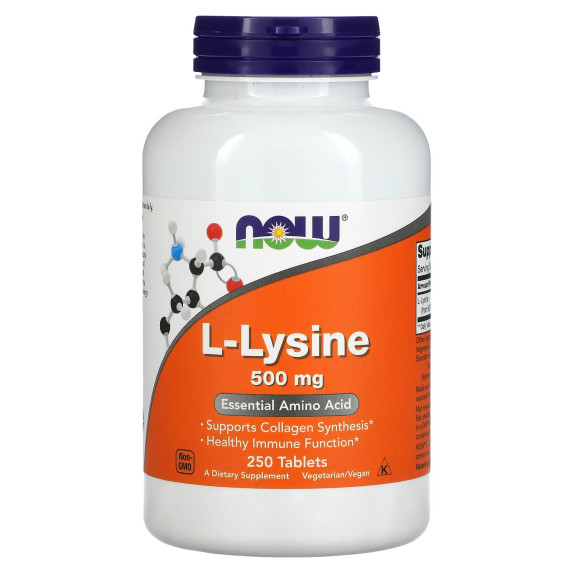 NOW Foods, L-lizyna, 500 mg, 250 tabletek