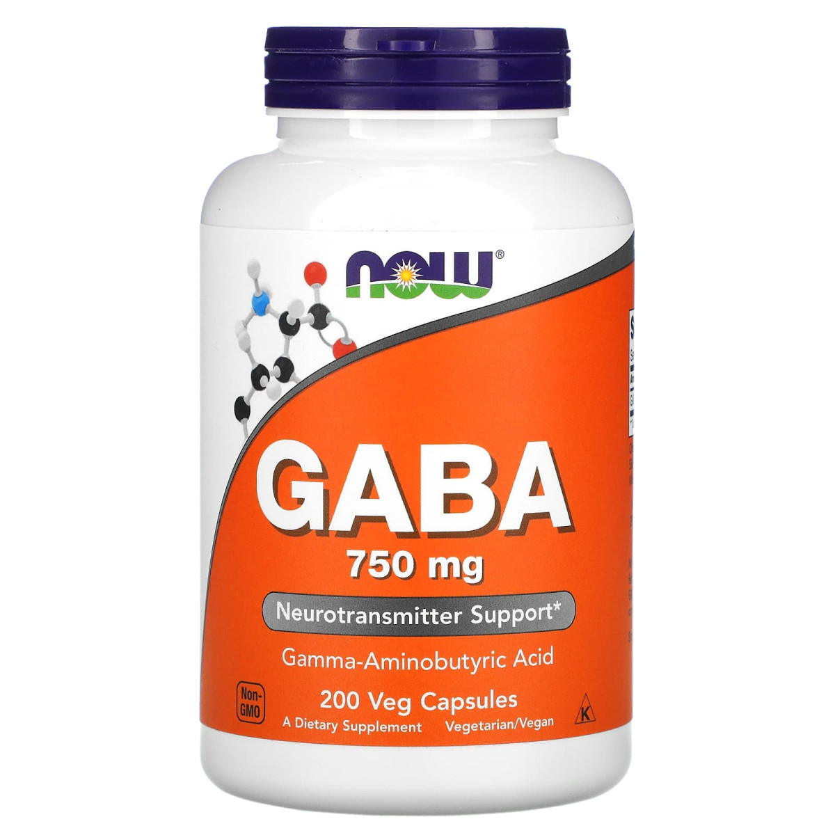 NOW Foods, GABA, 750 mg, 200 kapsułek wegetariańskich