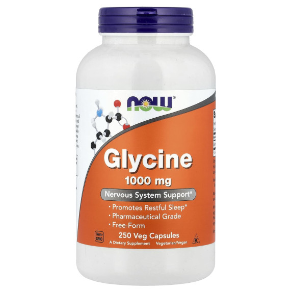 NOW Foods, Glicyna, 1000 mg, 250 kapsułek roślinnych