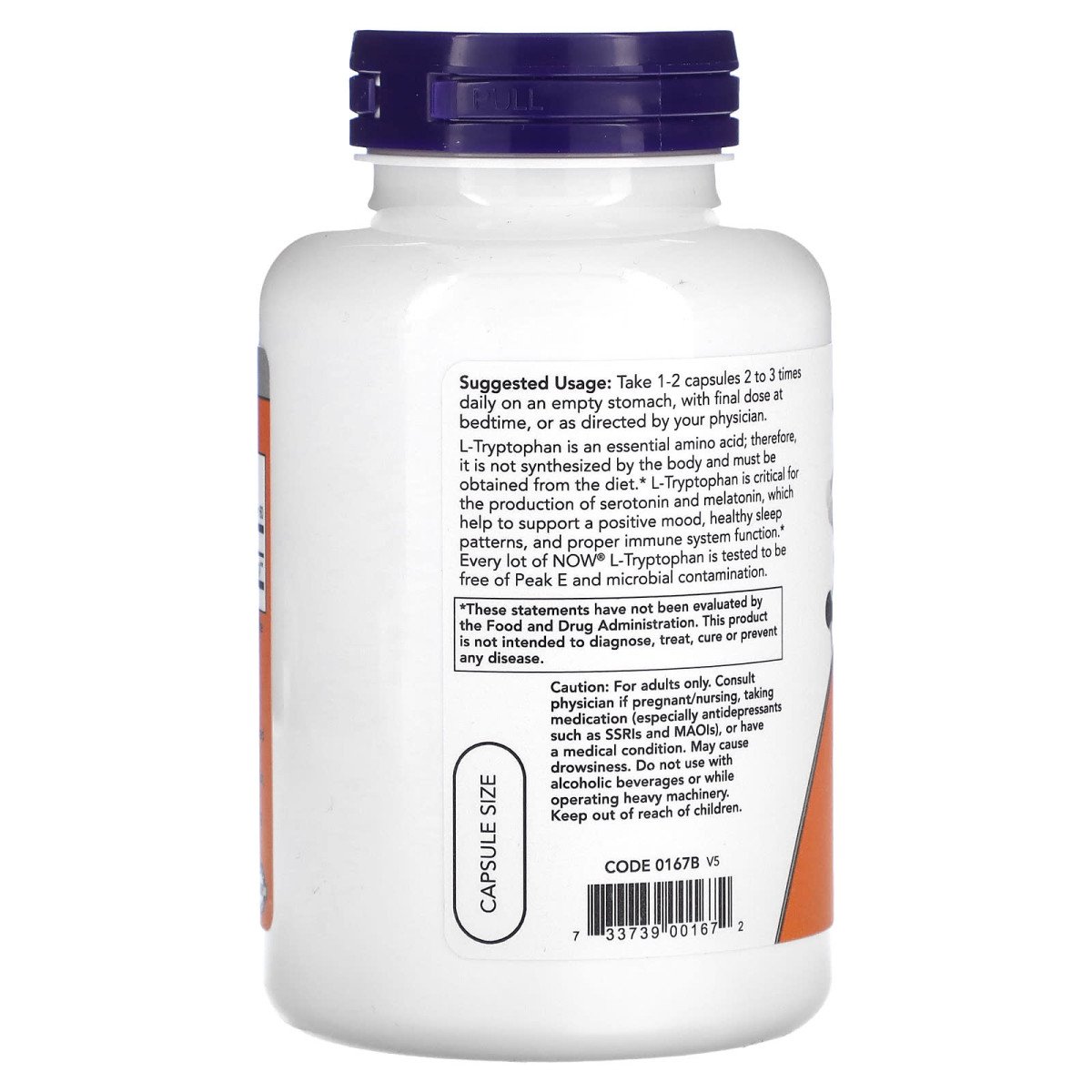 NOW Foods, L-tryptofan, 120 kapsułek roślinnych (500 mg na kapsułkę)