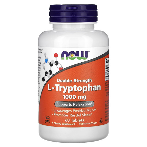 NOW Foods, L-tryptofan, podwójna moc, 1000 mg, 60 tabletek