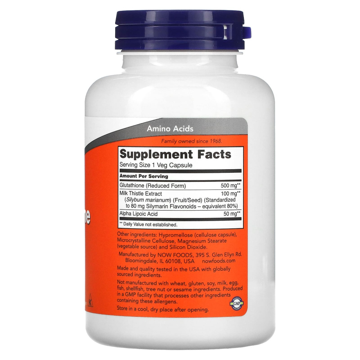 NOW Foods, Glutathione, 500 mg, 120 kapsułek roślinnych