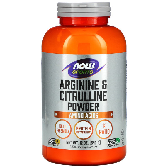 NOW Foods, Sport, arginina i cytrulina w proszku, 340 g