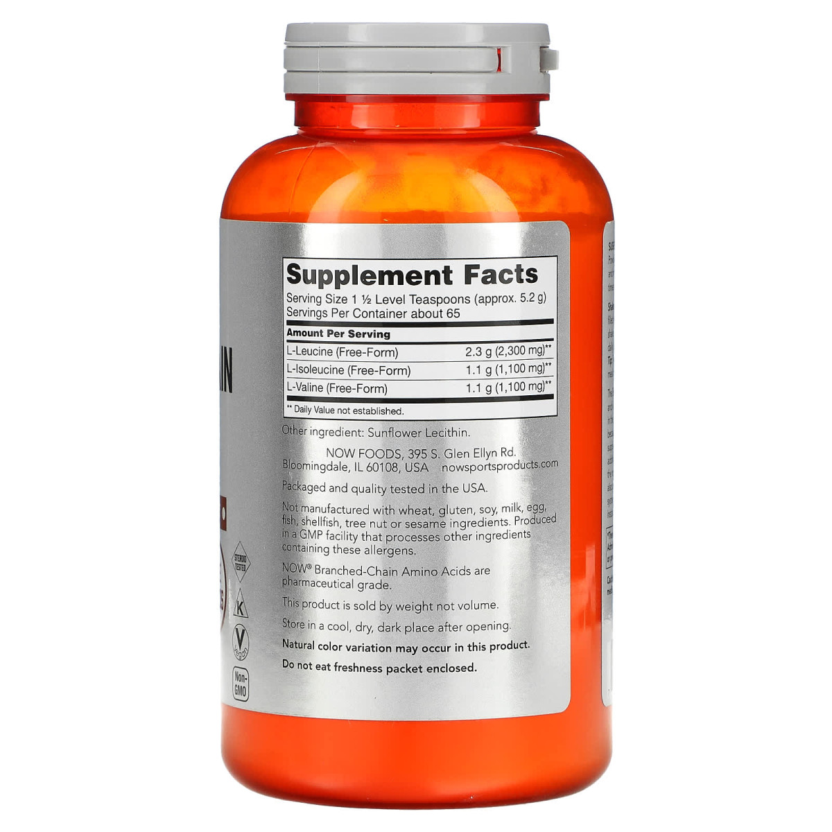 NOW Foods, Aminokwasy w proszku o rozgałęzionych łańcuchach dla sportowców, 340 g
