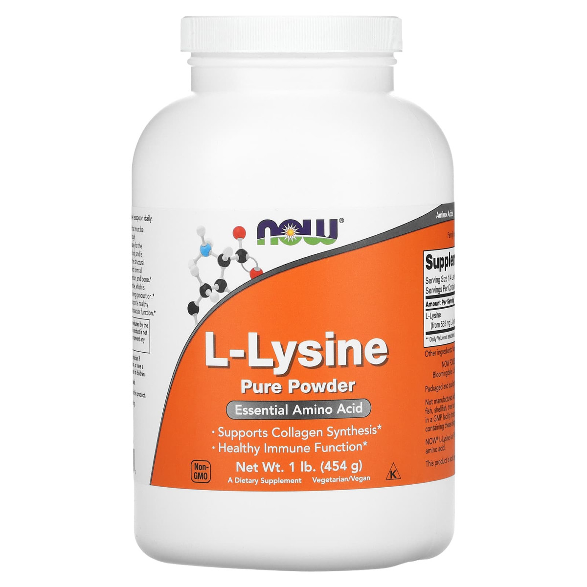 NOW Foods, Czysty proszek L-lizyny, 454 g