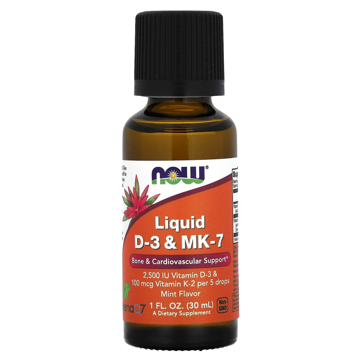 NOW Foods, D-3 i MK-7 w płynie, miętowy, 30 ml