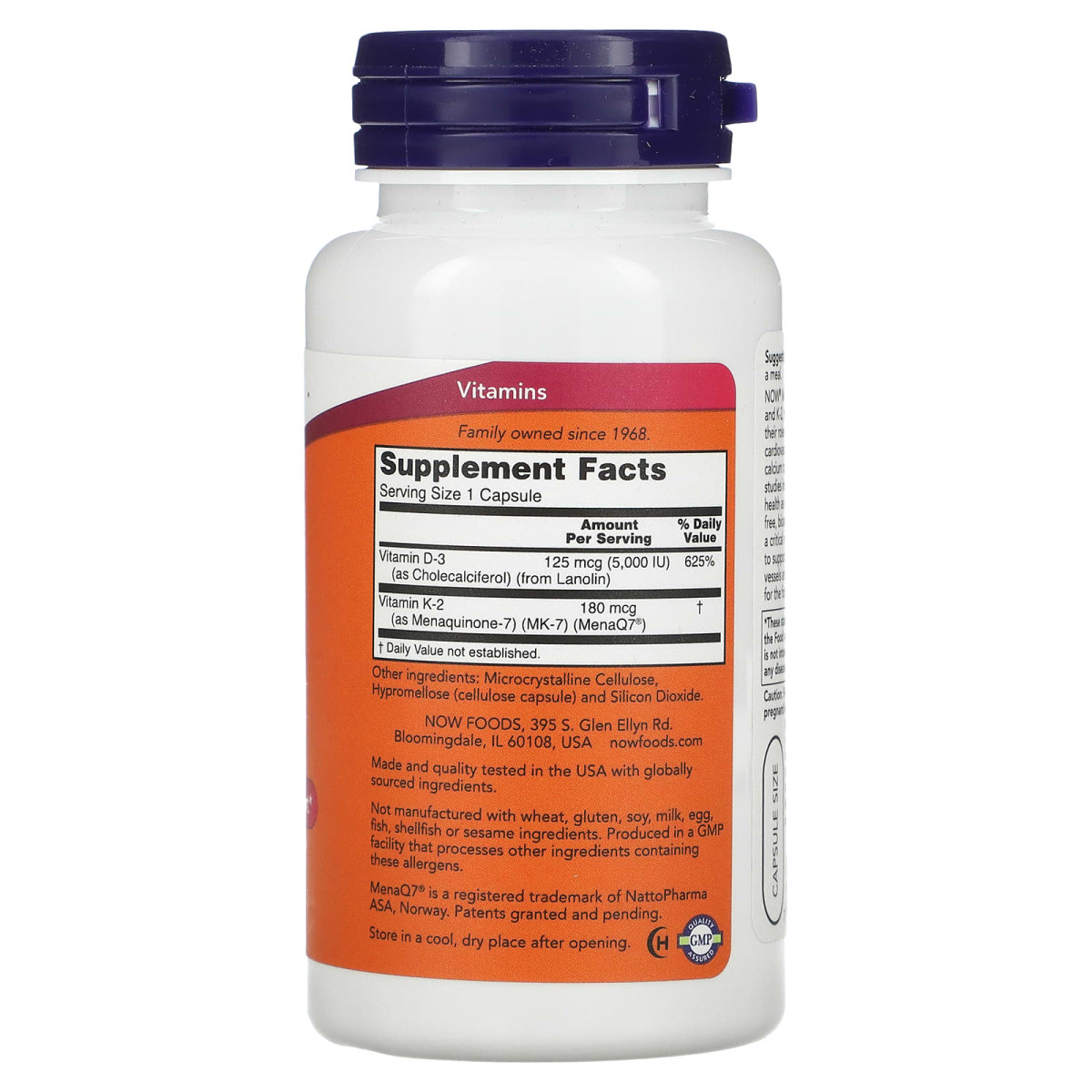 NOW Foods, Mega D-3 i MK-7, 120 kapsułek