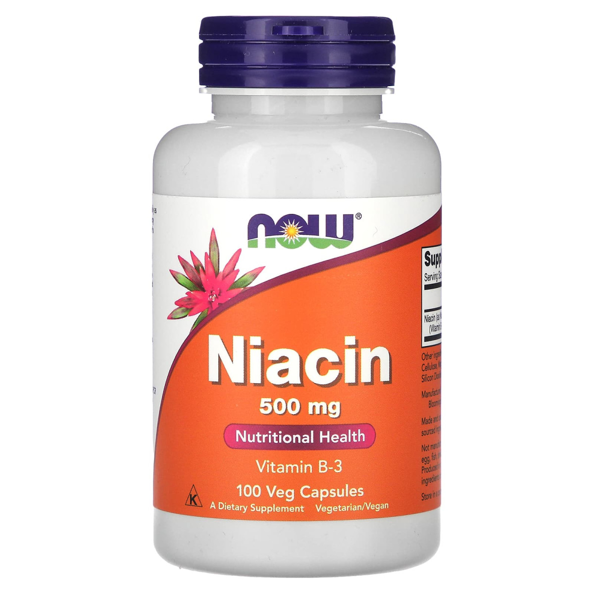 NOW Foods, Niacyna, 500 mg, 100 kapsułek roślinnych
