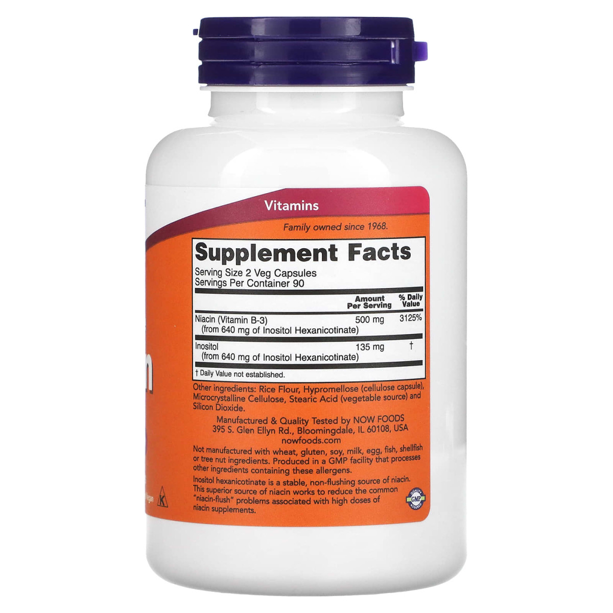 NOW Foods, Niacyna bezwodna, 250 mg, 180 kapsułek roślinnych