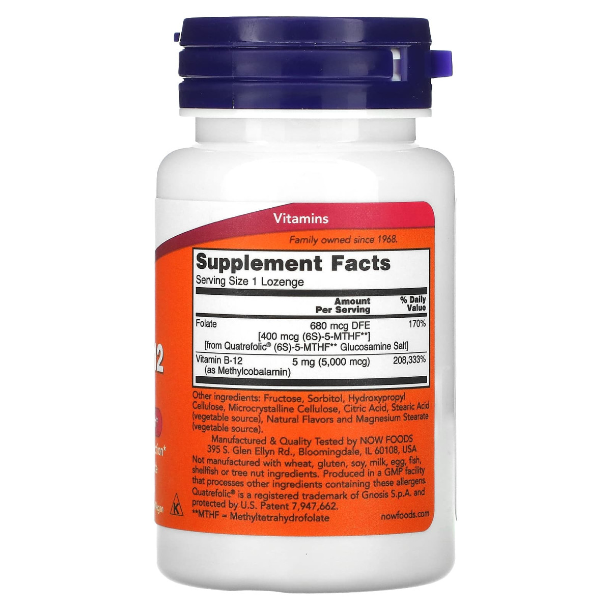 NOW Foods, Metyl B-12, 5000 µg, 60 pastylek do ssania