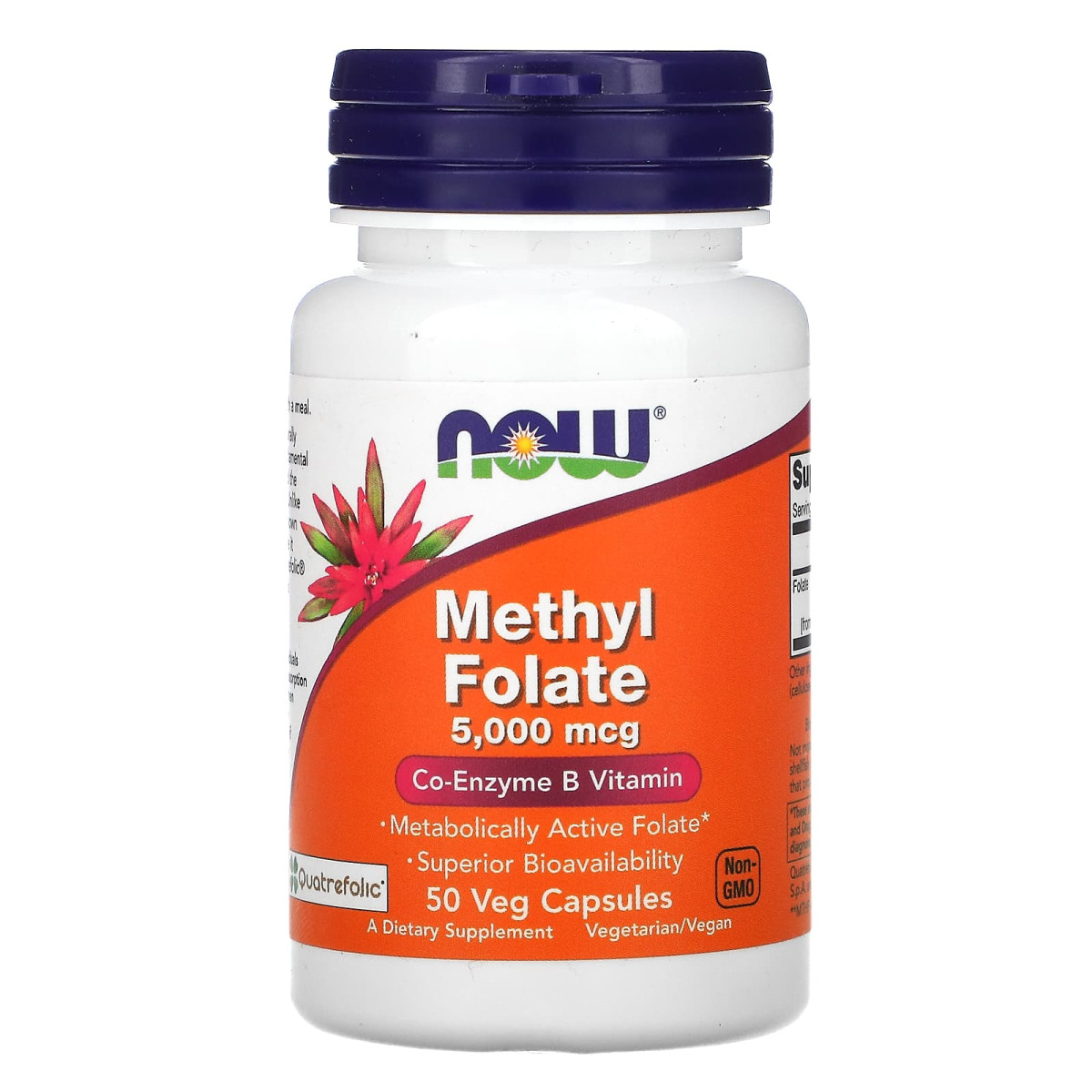 NOW Foods, Metylofolian, 5000 µg, 50 kapsułek roślinnych
