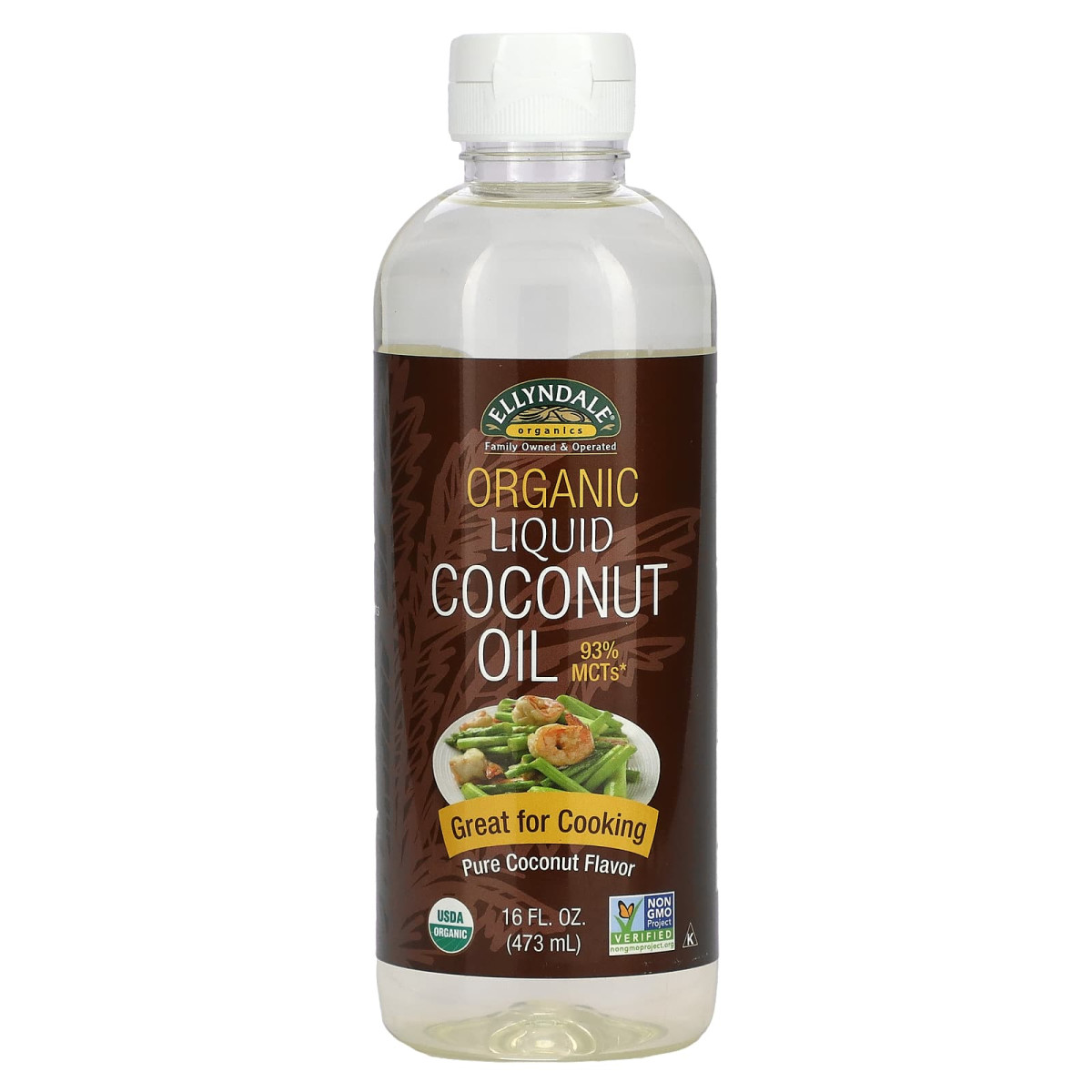 NOW Foods, Ellyndale Organics, organiczny płynny olej kokosowy, czysty kokos, 473 ml