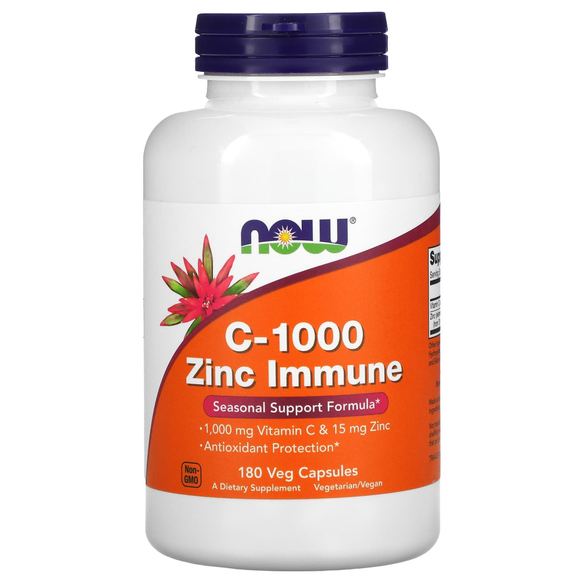 NOW Foods, C-1000 Zinc Immune, 180 kapsułek roślinnych