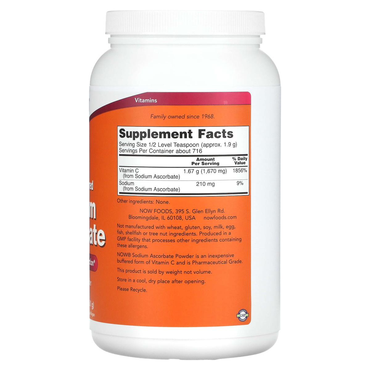 NOW Foods, Askorbinian sodu w proszku, 1361 g