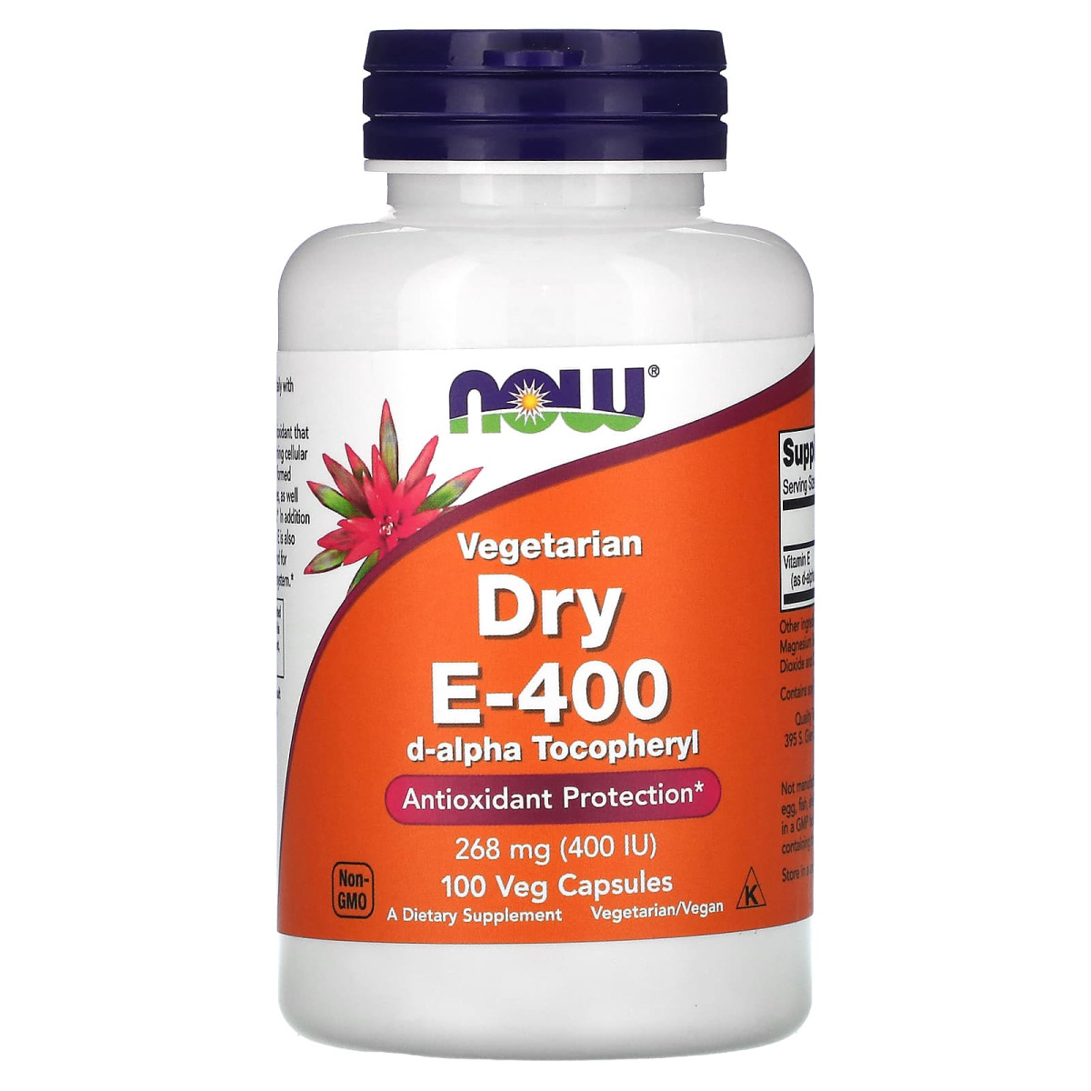 NOW Foods, Vegetarian Dry E-400, 268 mg (400 j.m.), 100 kapsułek roślinnych