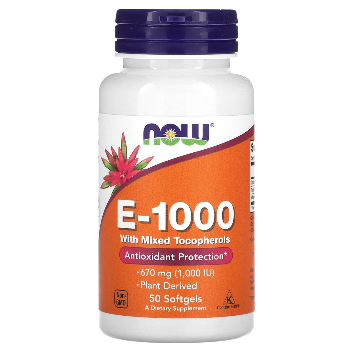 NOW Foods, E-1000 z mieszanką tokoferoli, 670 mg (1000 j.m.), 50 kapsułek miękkich