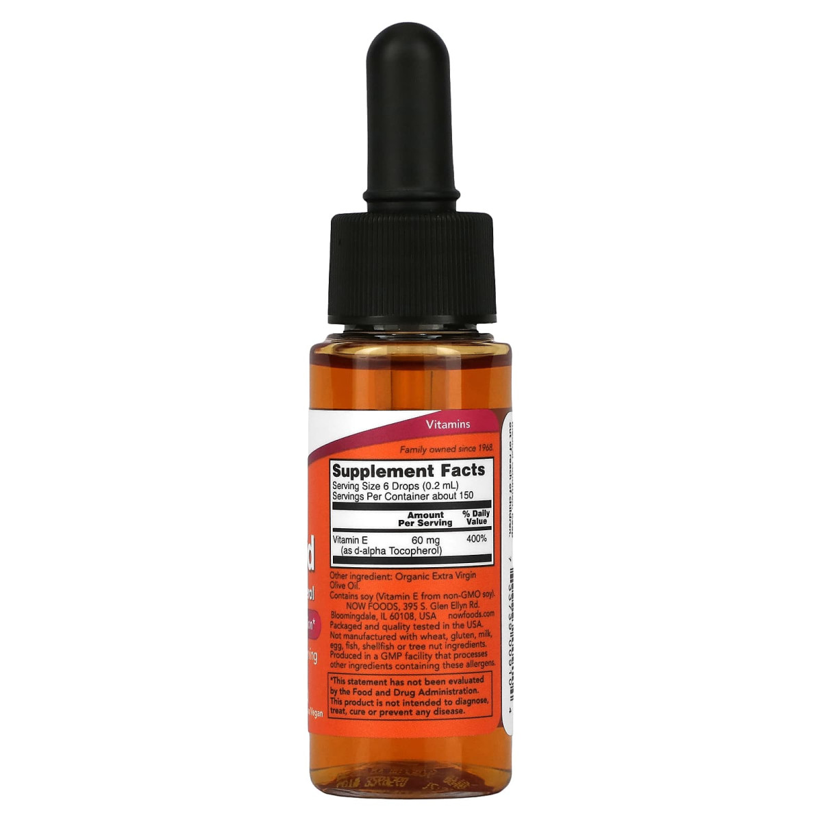 NOW Foods, Witamina E w płynie, 60 mg (90 j.m.), 30 ml
