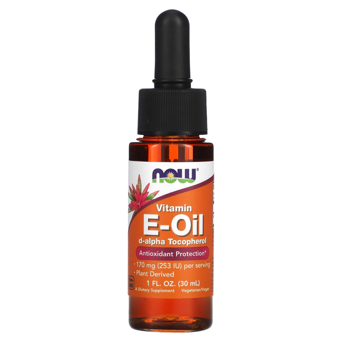 NOW Foods, Olejek witaminowy E, ochrona antyoksydacyjna, 170 mg (253 j.m.), 30 ml
