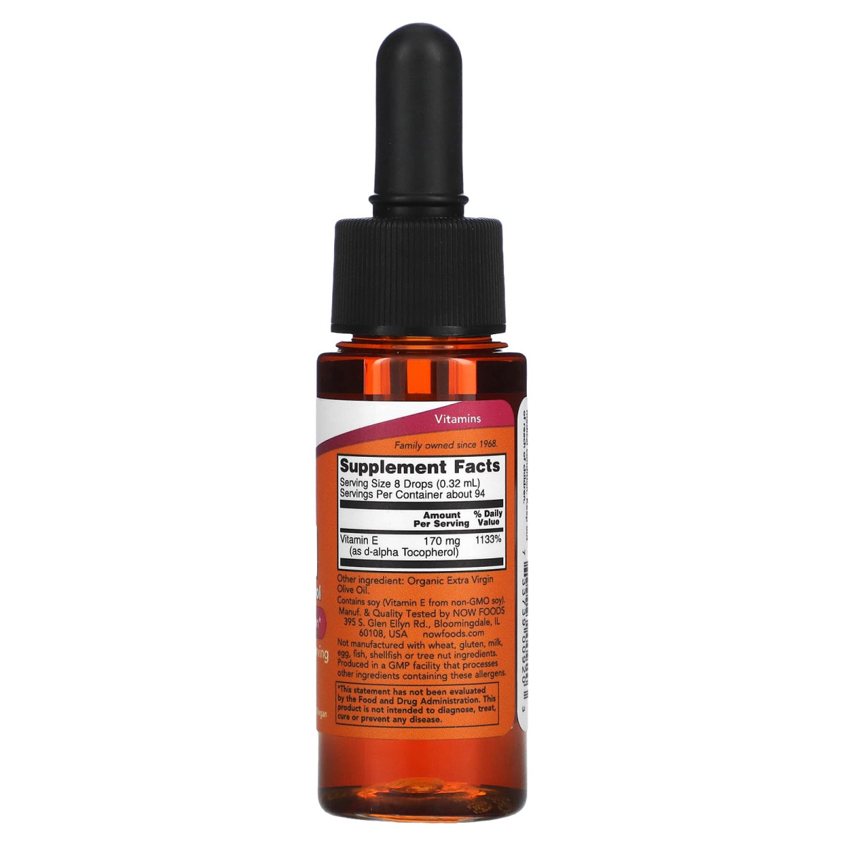 NOW Foods, Olejek witaminowy E, ochrona antyoksydacyjna, 170 mg (253 j.m.), 30 ml