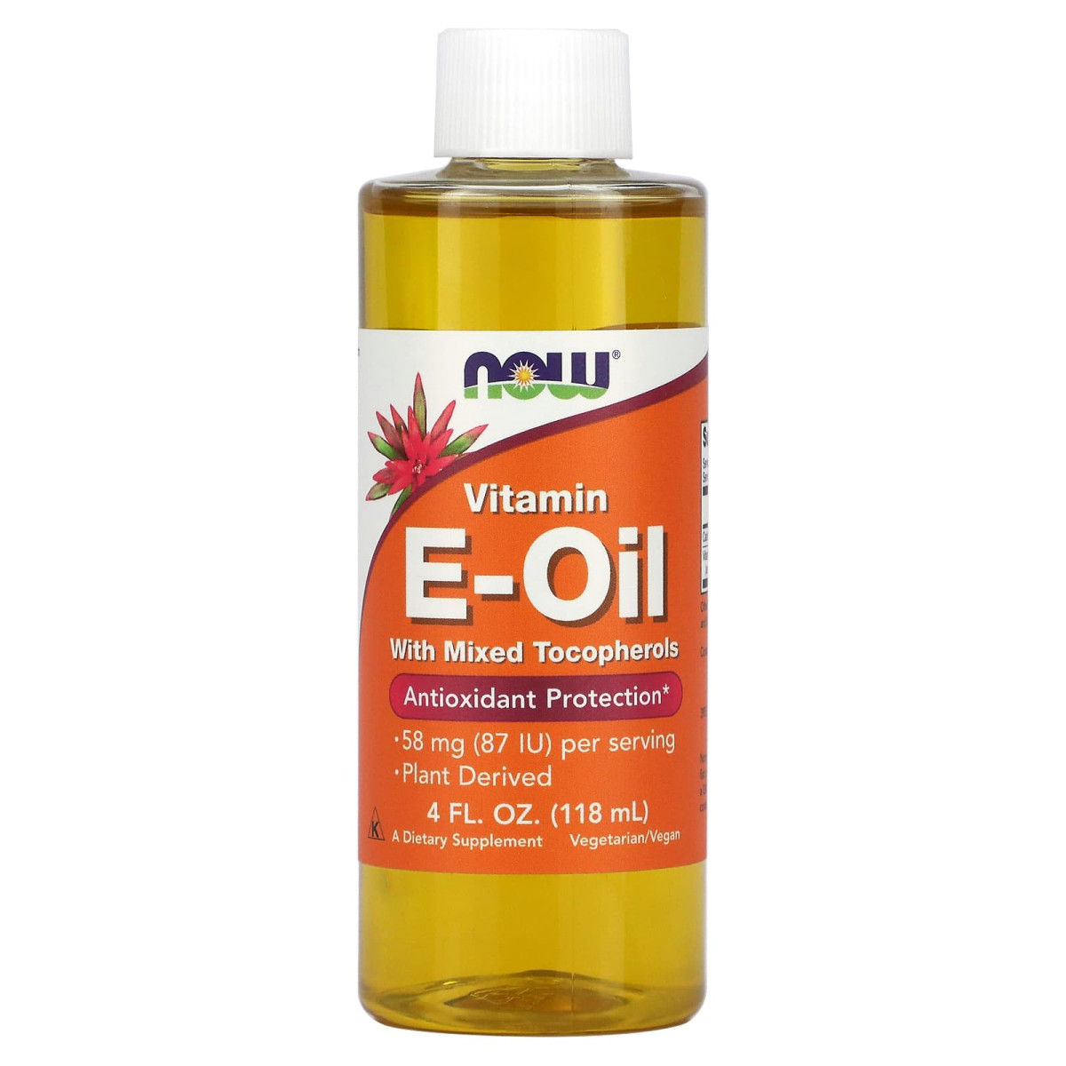 NOW Foods, Olejek z witaminą E i mieszanką tokoferoli, 58 mg (87 j.m.), 118 ml