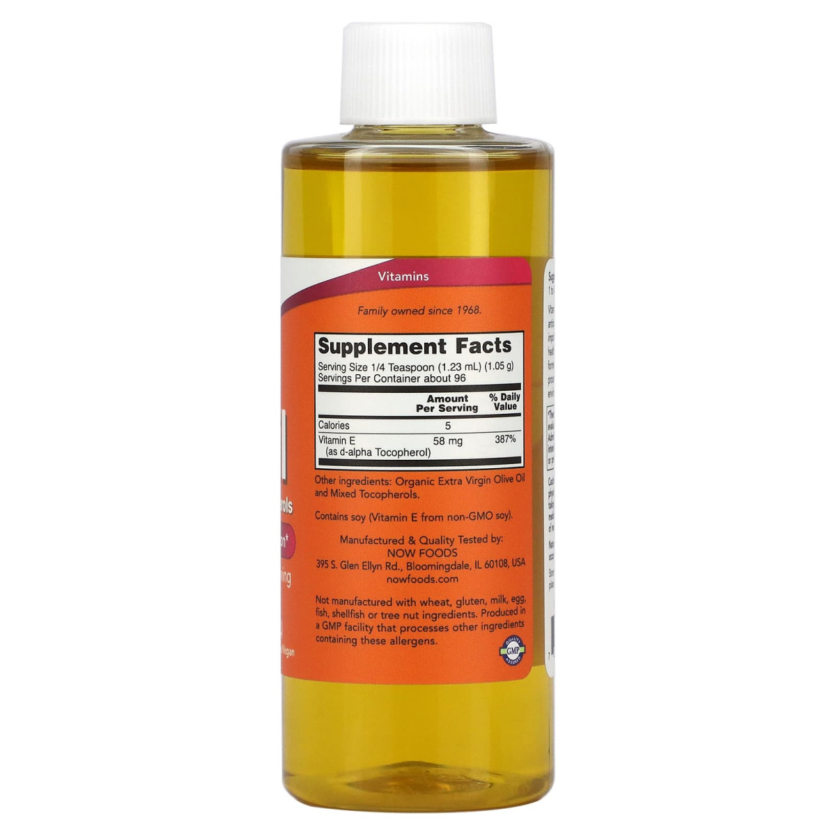NOW Foods, Olejek z witaminą E i mieszanką tokoferoli, 58 mg (87 j.m.), 118 ml