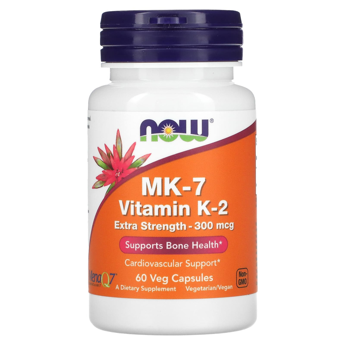 NOW Foods, MK-7 Vitamin K-2, ekstra moc, 300 µg, 60 kapsułek roślinnych