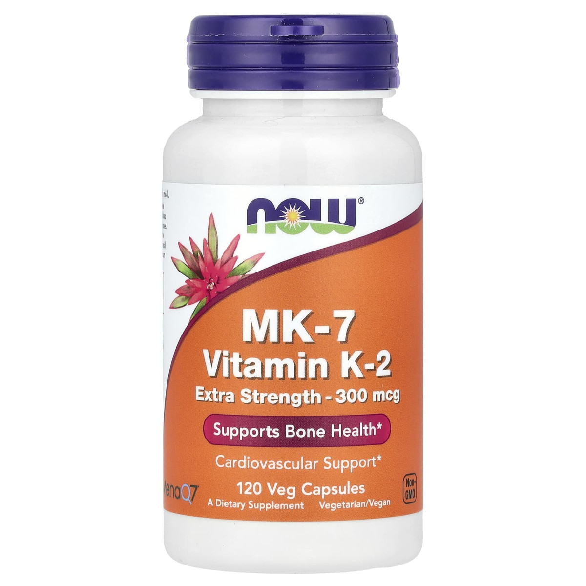 NOW Foods, MK-7, witamina K-2, zwiększona siła działania, 300 µg, 120 kapsułek roślinnych
