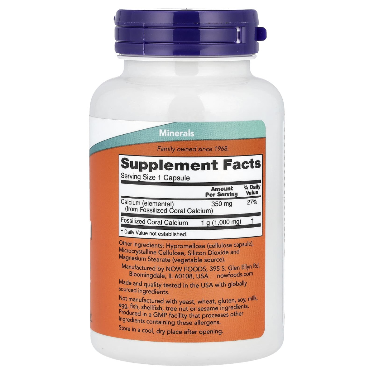 NOW Foods, Wapń koralowy, 350 mg, 100 kapsułek