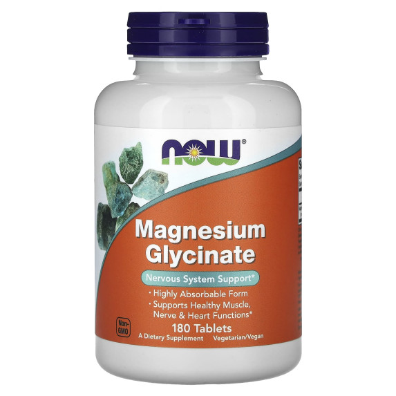 NOW Foods, Glicynian magnezu, 200 mg, 180 tabletek (100 mg na tabletkę)