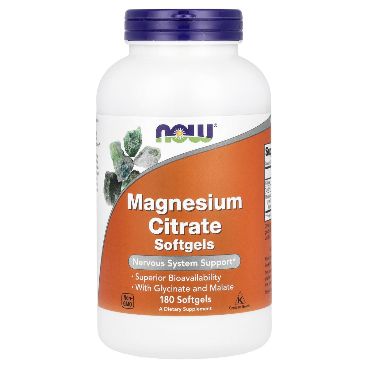 NOW Foods, Cytrynian magnezu, 180 miękkich kapsułek (133 mg na kapsułkę)