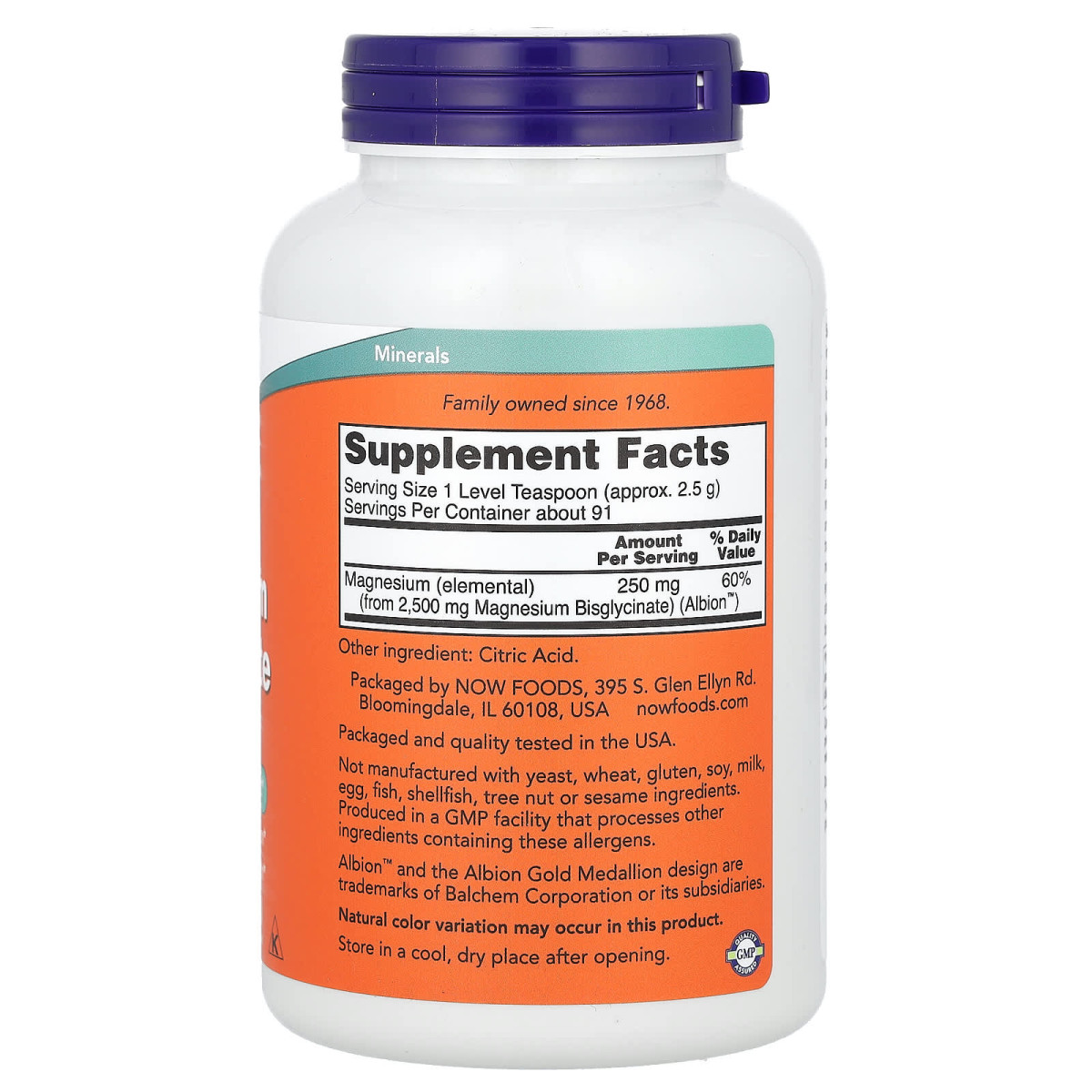 NOW Foods, Proszek diglicynianu magnezu, 227 g