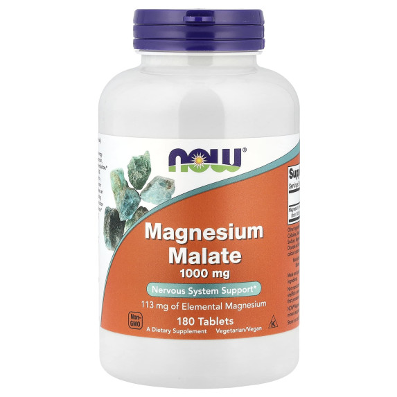 NOW Foods, Jabłczan magnezu, 1000 mg, 180 tabletek