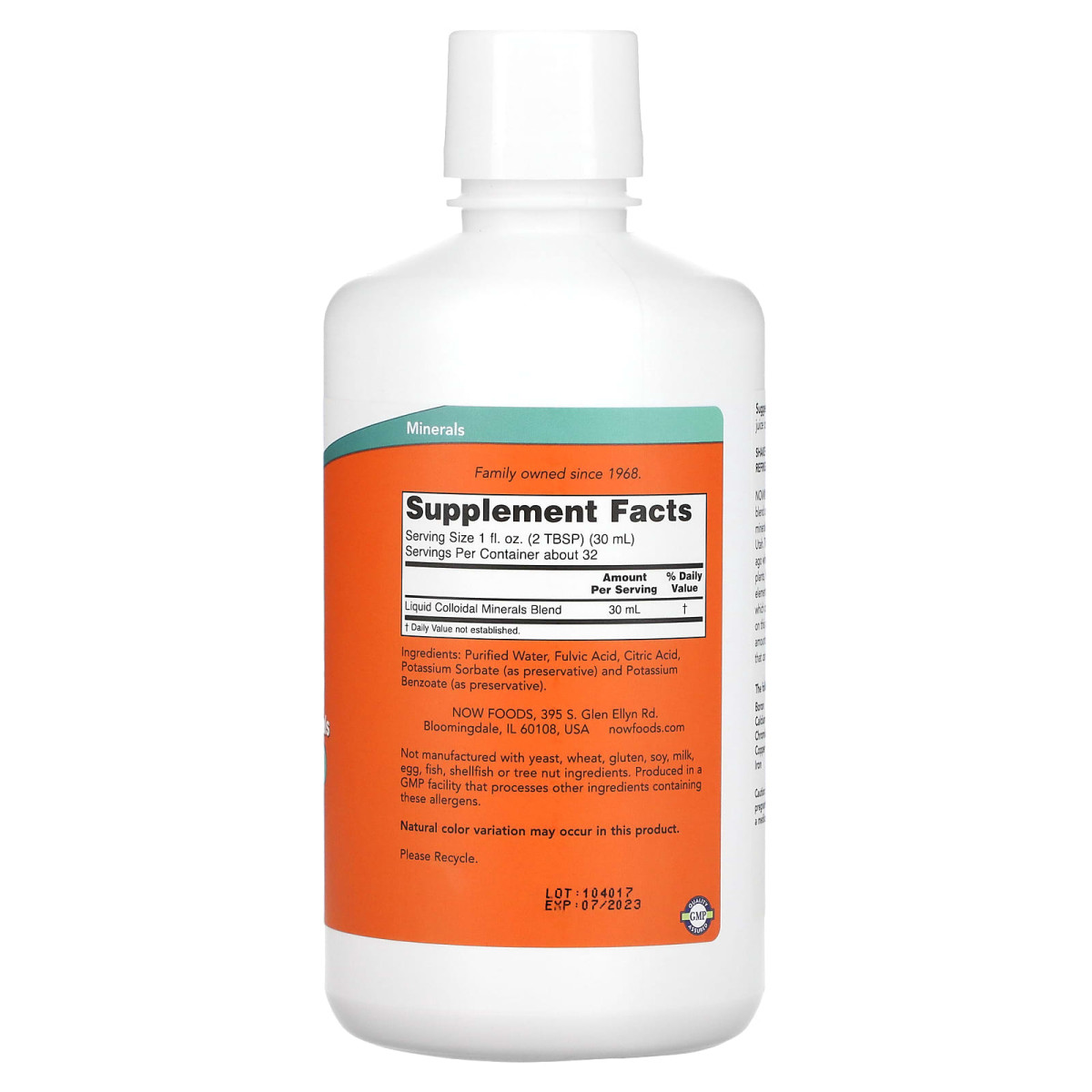 NOW Foods, Koloidalne minerały, 946 ml