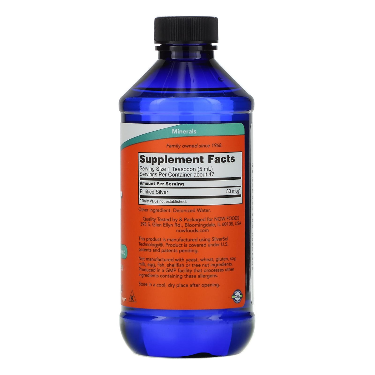 NOW Foods, Zol srebra, 50 µg, 237 ml