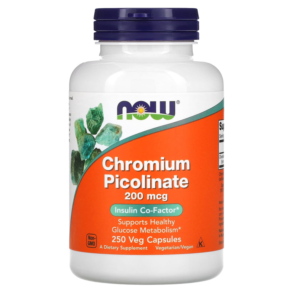 NOW Foods, Pikolinian chromu, 200 µg, 250 kapsułek roślinnych