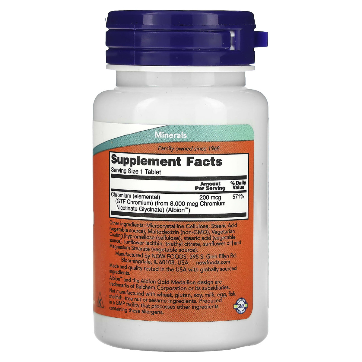 NOW Foods, Chrom GTF, 200 µg, 100 tabletek