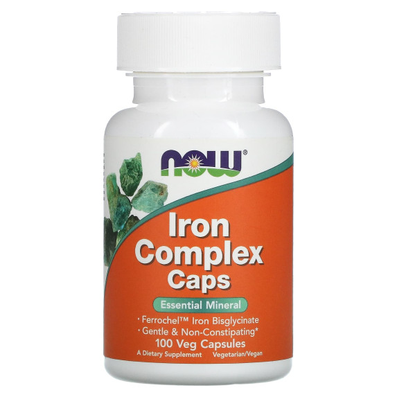 NOW Foods, Iron Complex Caps, 100 kapsułek roślinnych