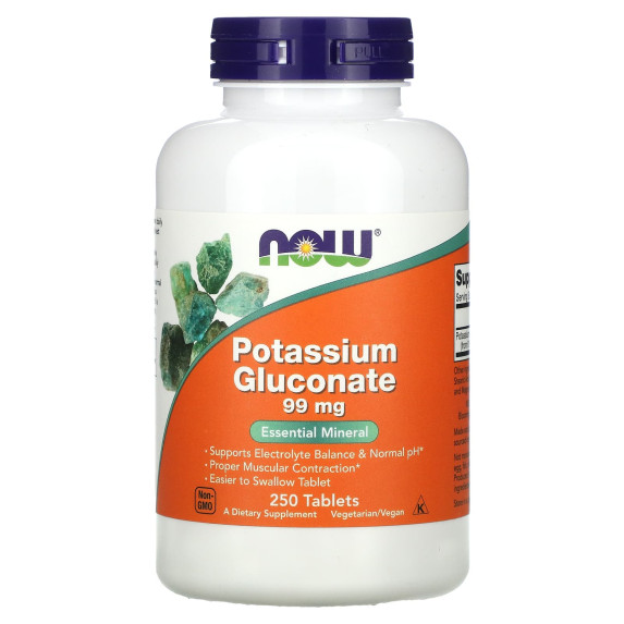 NOW Foods, Glukonian potasu, 99 mg, 250 tabletek