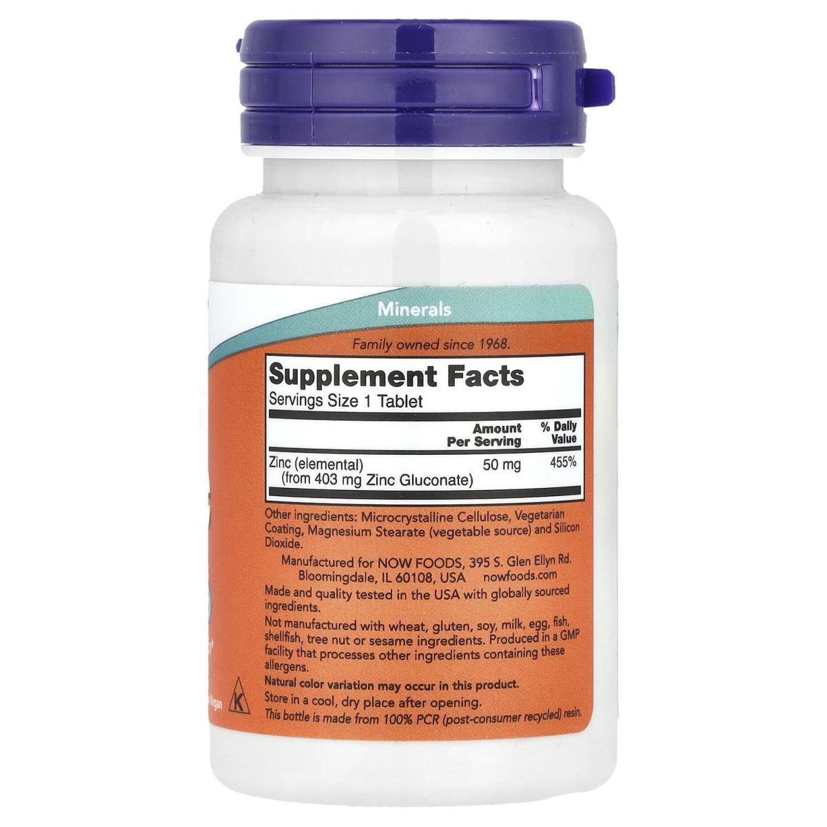 NOW Foods, Cynk, 50 mg, 100 tabletek